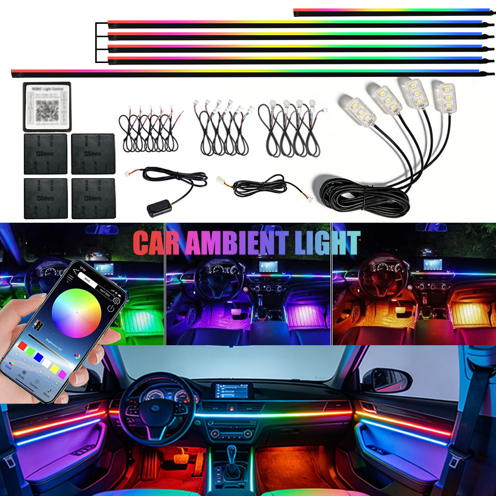 Led Ambient Interior Car Lights App Control - Универсальные акриловые светодиодные лампы для автомобиля