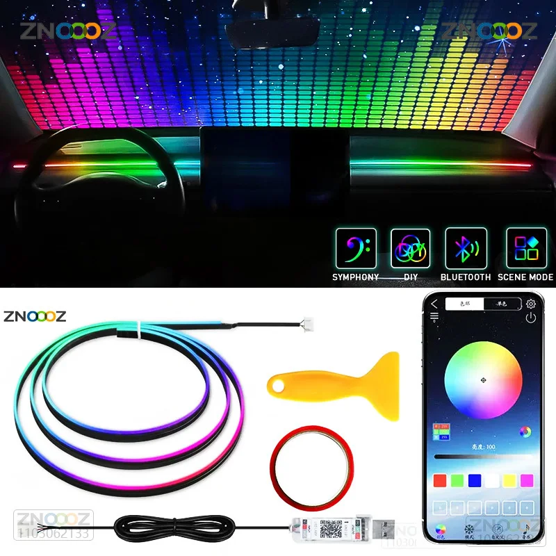 Led Ambient Interior Car Lights App Control - Автомобильное окружающее освещение ZNOOOZ 140 см,