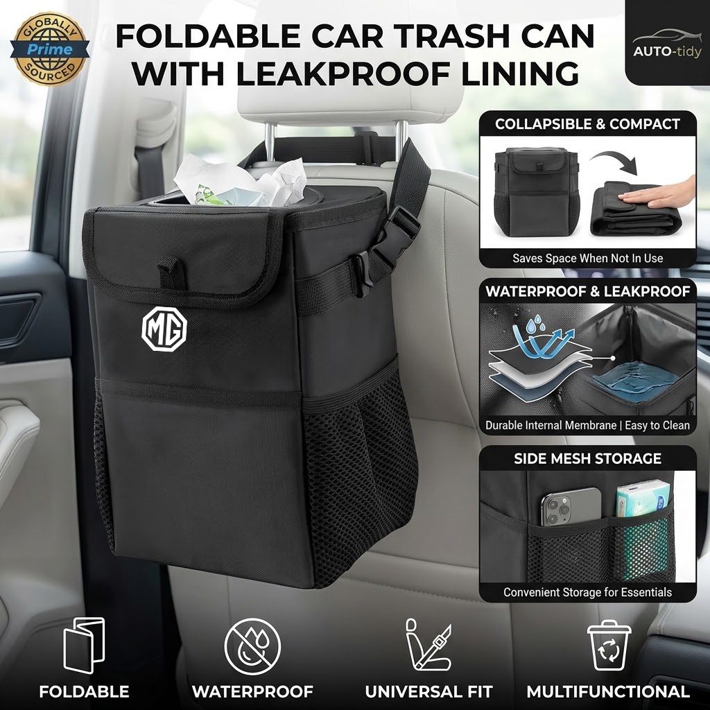 Waterproof Car Trash Can With Lid - Складная портативная автомобильная мусорная корзина с