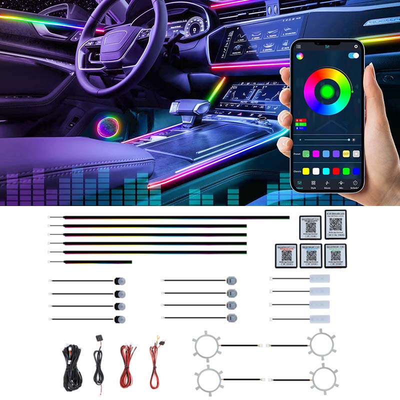 Led Ambient Interior Car Lights App Control - 22 в 1 Dream Color RGB