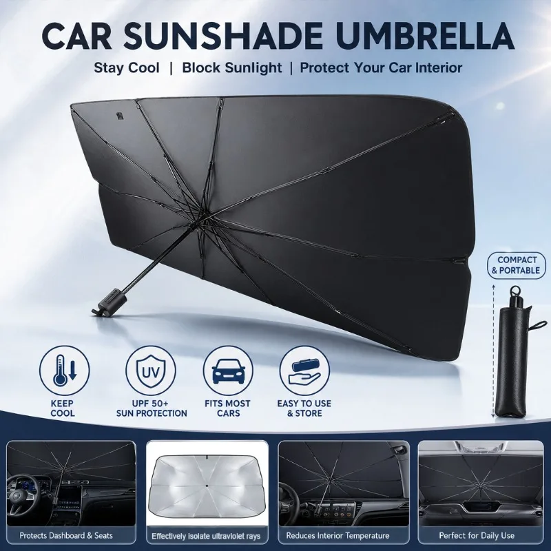 Солнцезащитный зонт-шторка для – обзор и цена Car Sunshade Windshield Umbrella Foldable